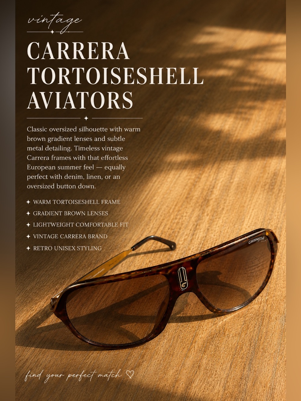 Carrera Tortoiseshell Aviator Sunglasses with Brown Gradient Lenses